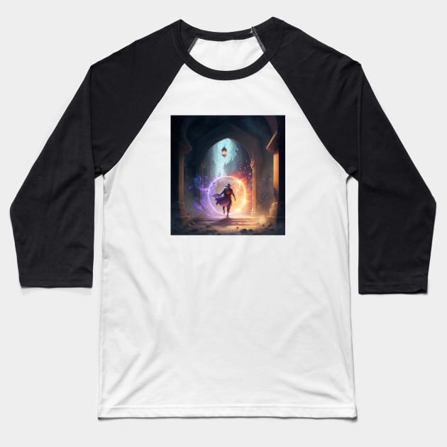 Magical Wizard and Warrior Baseball T-Shirt by Birdbox